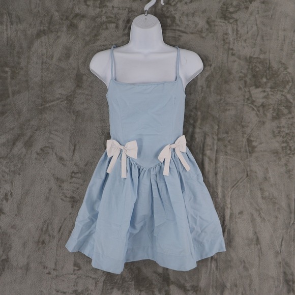 Ciao Lucia Neroni Mini Dress Womens M Ice Blue Bow Vintage Inspired Coquette NWT - Picture 2 of 16